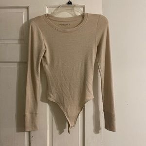 Abercrombie soft a&f cozy cream bodysuit xs